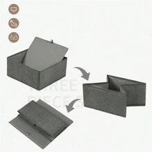 1 件可折叠抽屉整理盒，3 种尺寸，适用于衣服、内衣、袜子、围巾、领带（灰色），适用于衣柜、梳妆台、储藏室衣架