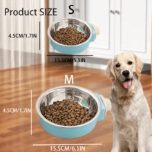 寵物碗狗碗貓碗懸掛式寵物用品三色可選塑膠底座不銹鋼狗碗組合