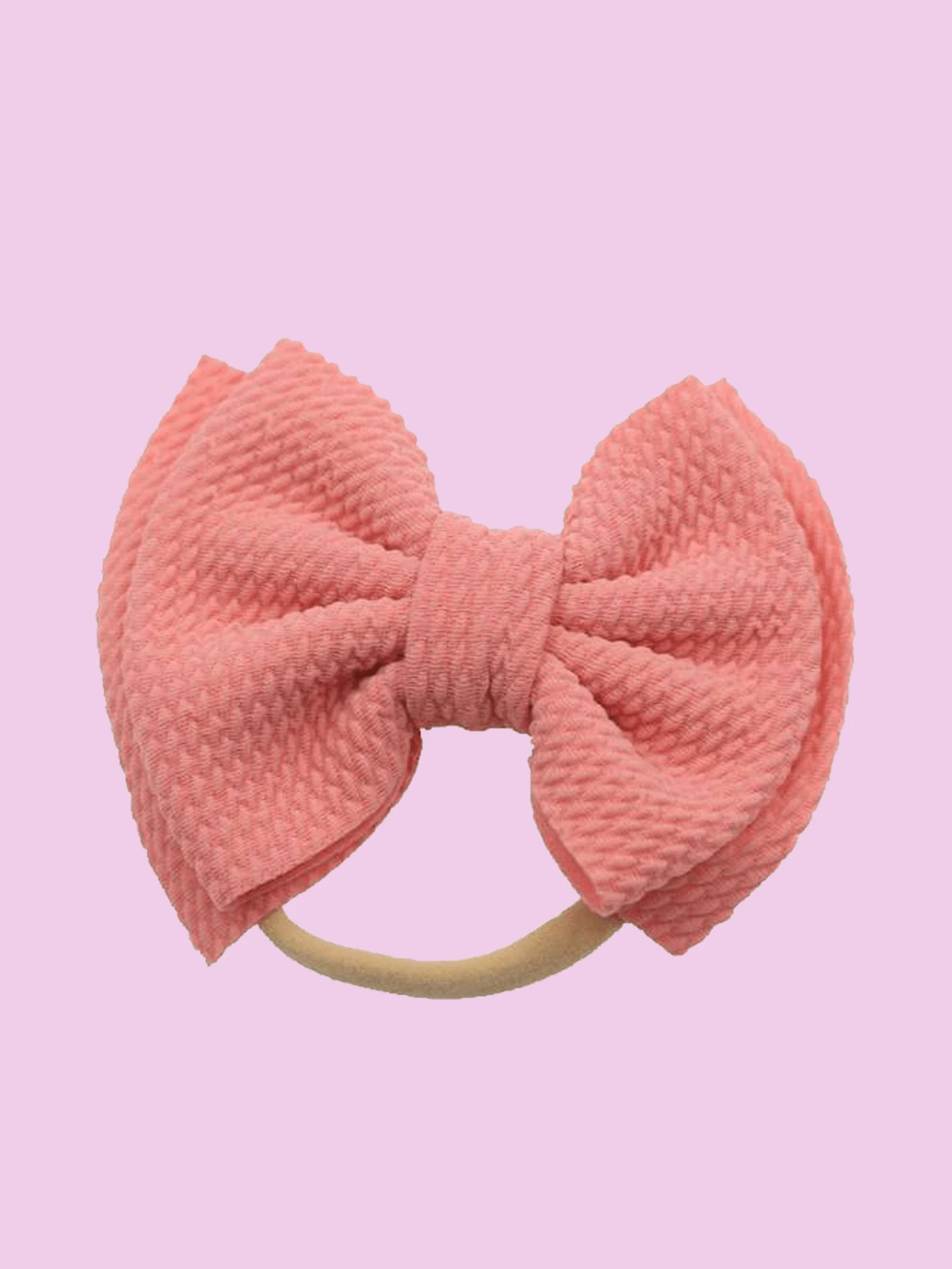 1 件女嬰彈性軟結頭帶-蝴蝶結新生兒嬰兒髮帶-嬰兒幼兒兒童髮飾 - 粉色 - 查看 1