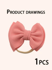 1 件女嬰彈性軟結頭帶-蝴蝶結新生兒嬰兒髮帶-嬰兒幼兒兒童髮飾 - 粉色 - 查看 5