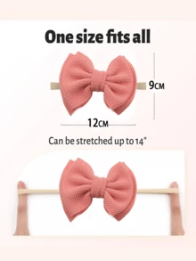 1 件女嬰彈性軟結頭帶-蝴蝶結新生兒嬰兒髮帶-嬰兒幼兒兒童髮飾 - 粉色 - 查看 2