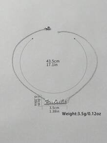 1pc Simple & Fashionable Stainless Steel Alphabet Pendant Necklace With Engraved Name For Men & Women Suitable For Vacation, Party, Daily Wear, Etc. - grace - View 2