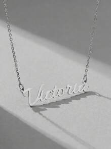 1pc Simple & Fashionable Stainless Steel Alphabet Pendant Necklace With Engraved Name For Men & Women Suitable For Vacation, Party, Daily Wear, Etc. - grace - View 8