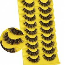 10對假睫毛假眼睫毛,人造貂毛毛絨假睫毛,柔軟豐盈厚密逼真的假睫毛延長 - 黑色 - 查看 2