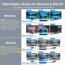 12 合 1 USB C 三重显示扩展坞，支持 85W PC 充电，最高 4K@60Hz，带有 DisplayPort、HDMI、PD、USB 2.0/3.0、千兆以太网、SD/TF 插槽、适用于 Windows 的音频插孔和 - 黑色 - 查看 3