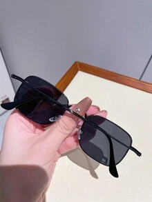 1pc Square Shaped Fashionable Men's Eyeglasses - Black - View 3