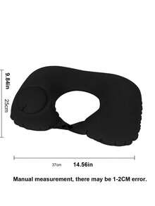 1pc Black Press-type Inflatable U-shaped Pillow - Black - View 4