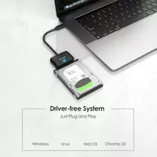 USB C To SATA III Hard Drive Adapter Cable, SATA To USB C 5Gbps Converter, External Hard Drive Connector For 2.5"/3.5" HDD/SSD Up To 18TB, Power Adapter Included - Black - View 4