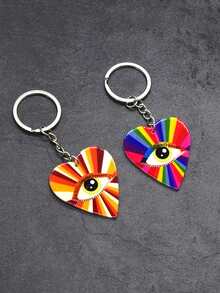 1 Pieza Llavero De Ojo De Diablo Y Corazón Multicolor Para Damas, Adecuado Para Uso En Viajes - Amarillo - Ver 2