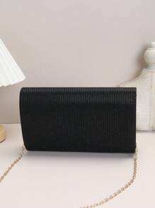 迷人、安靜奢華、精緻 1 件金色金屬手拿包,信封形狀和方形裝飾,適合晚會,適合派對女孩、新娘,適合派對、舞會、婚禮 - 黑色 - 查看 5