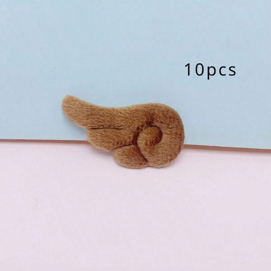 10入組/套雙面絨毛小天使翅膀 Diy 髮夾髮飾頭飾珠寶配件,適用於鞋子、襪子、蛋糕、卡片插入裝飾 - 咖啡棕 - 查看 1