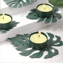1 Miếng Creative Kim loại Rùa Trở lại Lá cây Vật trang trí Chân nến , Lý tưởng Đối với Lãng mạn Bữa tối - màu xanh lá - Xem 3