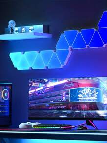 3/6/10pcs  Smart LED Light Panel Color LED Cellular Quantum Triangle  Light, Smart App Control, Dual Control Triangle LED Light Wall Panels With USB-Power, Geometry Triangle Lights Touch Used In Game Room Decor - White - View 5