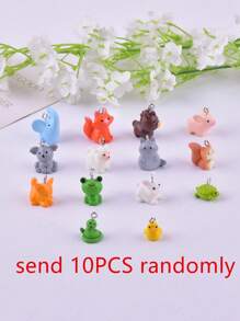 混合隨機10入組時尚3d貓羊考拉蛇狐猪青蛙動物樹脂吊飾項鍊女性手作耳環項鍊珠寶製作 - 彩色 - 查看 6