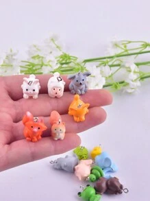 混合隨機10入組時尚3d貓羊考拉蛇狐猪青蛙動物樹脂吊飾項鍊女性手作耳環項鍊珠寶製作 - 彩色 - 查看 4