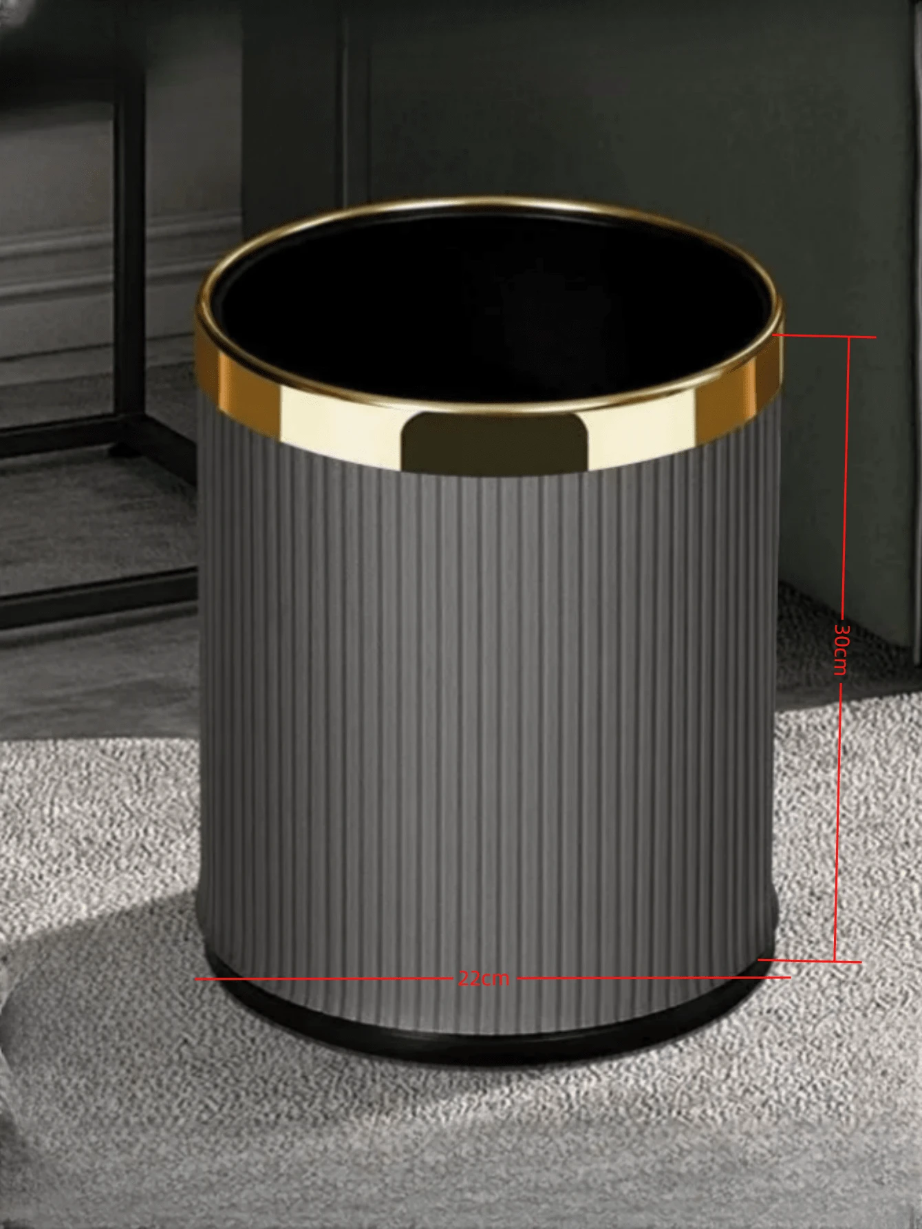 1間飯店客房專用雙層塑膠垃圾桶,家用直立式高級垃圾桶 - 灰色 - 查看 1