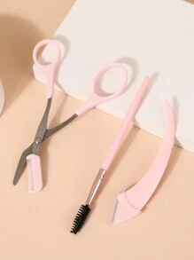 修眉套裝,3件式修眉刀+修眉剪+眉毛刷,實用方便 - 粉色 - 查看 2