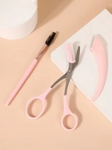 修眉套裝,3件式修眉刀+修眉剪+眉毛刷,實用方便 - 粉色 - 查看 1