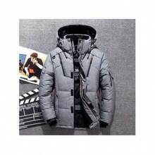 Warm And Thick Winter White Snow Jacket With Plu A - Grey - View 1