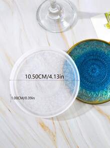 DIY Pha lê Epoxy Nhựa Thảm lót ly Khuôn Bộ , Tròn Hình dạng Mặt Gương Làm bánh Mẫu Silicone Khuôn , Đối với Đĩa nhỏ Làm - trắng - Xem 4