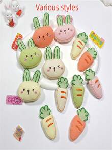 1只新設計的卡通絨毛胸針配飾,結合兔子,胡蘿蔔,發飾,鞋子,襪子,帽子