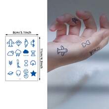 6入組草本手指暫時性紋身貼紙,防水、防汗,可長效貼約14天 - 彩色 - 查看 7
