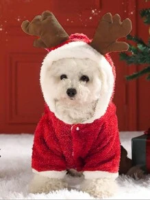 Pet Christmas Clothes, Dog Elk Costume, Teddy Small Dog Clothing - Red - View 4