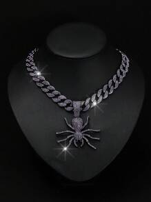 1 件欧美风格紫色水钻镶嵌蜘蛛形吊坠项链，适合男士，时尚酷炫的浅紫色珠宝，适合节日礼物和派对 - 蜘蛛吊墜項鍊 - 查看 14