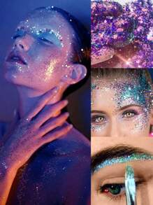 1入綠/紅變色閃爍凝膠,適用於身體、臉部、頭髮和唇部。不同角度,不同顏色。適合假日派對、萬聖節、聖誕節、舞台表演和夜總會。 - 青紅色 - 查看 7