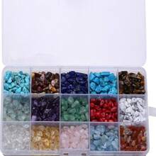 1 套天然碎石随机颜色珠子不对称宝石治疗水晶散石珠孔钻孔 DIY 适用于手链珠宝制作工艺 - 查看 12
