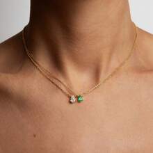 Stainless Steel & Zirconia Geometric Design Pendant Necklace, Minimalist Ins Style, Vacuum Plating - Silver - View 4