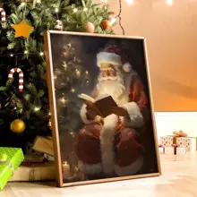 1張鄉村聖誕節畫布印刷海報,聖誕老人帆布牆藝品,適用於浴室、臥室、辦公室、客廳家居裝飾,不含相框 - 彩色 - 查看 3