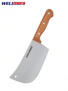 Cuchillo Taquero De Mango De Madera Remachado Diseño Ergonómico - Mango De Madera Duradero Y Hoja De Acero Inoxidable De Precisión Para Cortes Perfectos En Carnes, Vegetales Y Más - Domina Tus Habilidades Culinarias - Plateado - Ver 2