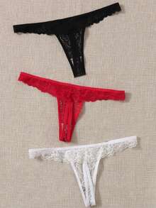 Sexy Tanga De Encaje Mujer - Negro - Ver 1