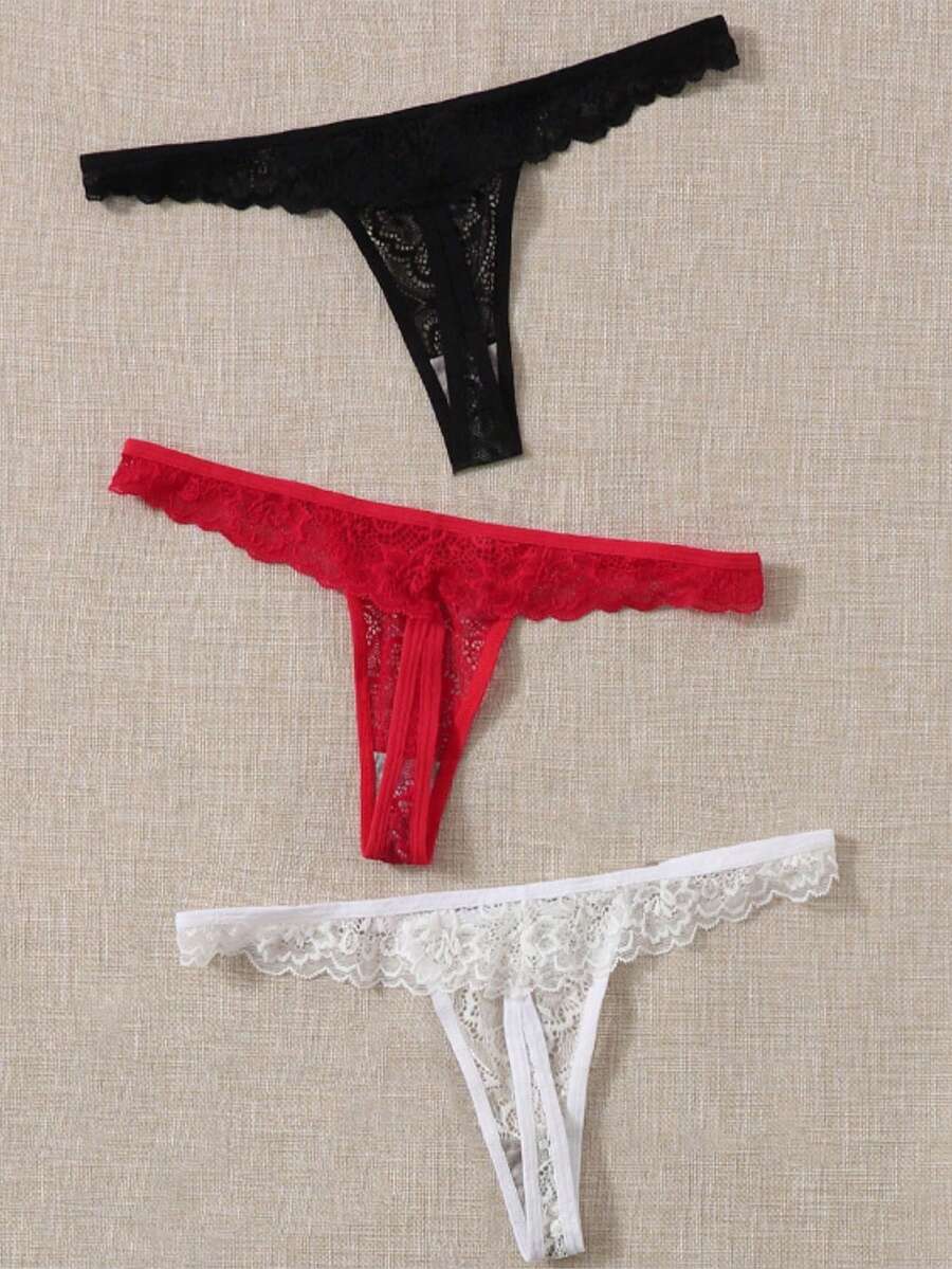 Sexy Tanga De Encaje Mujer - Negro - Ver 1