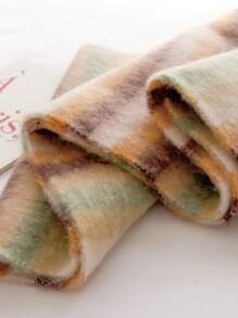 1入女士「多巴胺條紋」流蘇柔軟時尚馬毛圍巾,適用於秋冬季日常穿搭