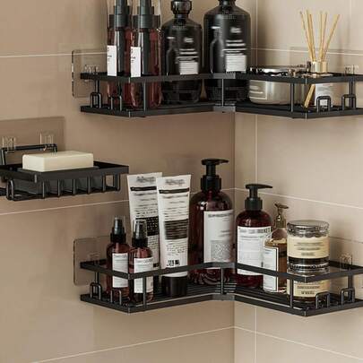 3 件套不锈钢浴室置物架，包括转角淋浴架、壁挂式淋浴架、洗发水架和肥皂架，家居浴室装饰秋季装饰，返校季