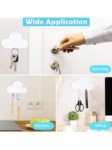 1pc White Cloud Magnetic Key Holder,  Secure Hang Multiple Keys and Key chain Hooks, Cute Home Decorations For Walls Easy to Install and Convenient to Use - White - View 4