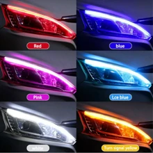 2 Pair LED Strip Drl Flexible Directional Sequential Auto 30cm/60cm - Pink/Yellow - View 2