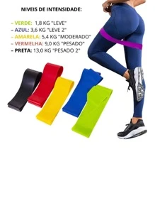 Faixas Elásticas Mini-band Funcional Pilates Yoga 5 Unidades Malhar em casa