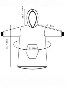 1pc Solid Color Wearable Blanket With Hoodie Top For Homewear - Grey - View 9