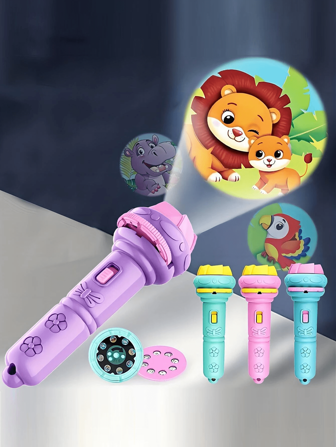 圣诞装饰 1 件绿色教育儿童玩具，投影手电筒带图片投影仪，适合早期学习和有趣的生日圣诞节，卡片颜色/款式随机