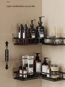 3Pcs Stainless Steel Bathroom Storage Rack Set, Corner Shower Caddy, Wall Mounted Adhesive Shower Organizer, Shower Gel Shampoo Soap Holder Home Bathroom Decor Bathroom Accessories Bathroom Organizer Fall Decor Back To School