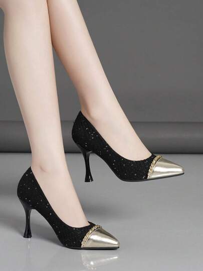 Của phụ nữ Mùa xuân/thu Đúng mốt Da bằng sáng chế Cao gót Với Pointed Toe , Gầy Gót chân Và Khối màu Thiết kế