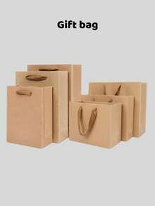 6个装加厚牛皮纸袋，广告购物礼品服装包装袋，可重复使用手提袋