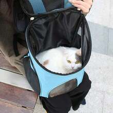 Pet Bag, A Portable Cat/Dog Carrier Bag, Comfortable And Breathable, With Adjustable Shoulder Straps For Daily Outings And Travel (Small Size: 30*30*35cm) - Blue - View 6