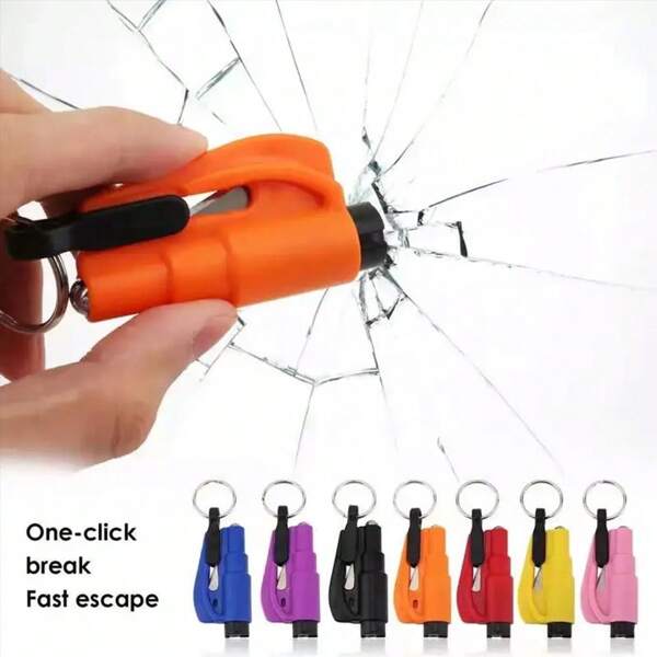 2 In 1 Multifunctional Car Emergency Escape Rescue Tool Portable Car Key Ring Seat Belt Cutter Escape Hammer Escape Tools