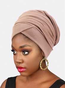 1pc Women's Stretchable Long Tail Headwrap Cap, Scarf Hat, Headscarf Hat For Daily Use - Khaki - View 2