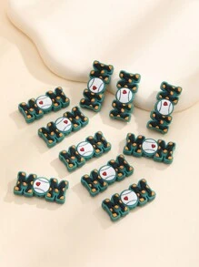 10入組矽膠珠以字母印刷,正方形形狀diy用品,可用於製作手寫筆、鑰匙扣、鑰匙圈、玩具、吊墜等 - 彩色 - 查看 2