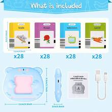 語音卡片早期教育學習玩具,兒童教育玩具,語言學習語音玩具,聖誕生日禮物語境閱讀器 - 藍色 - 查看 4